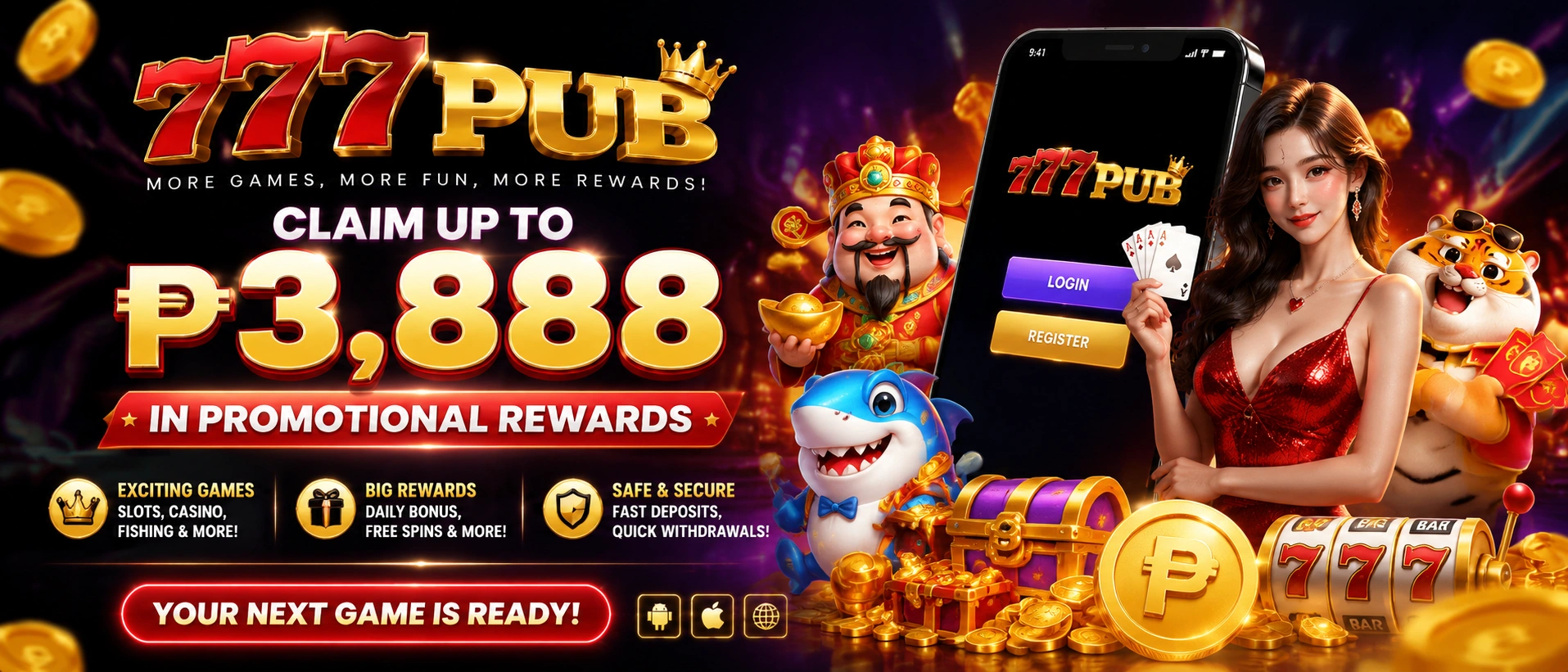 Sports and poker style showcase on 777pub Philippines
